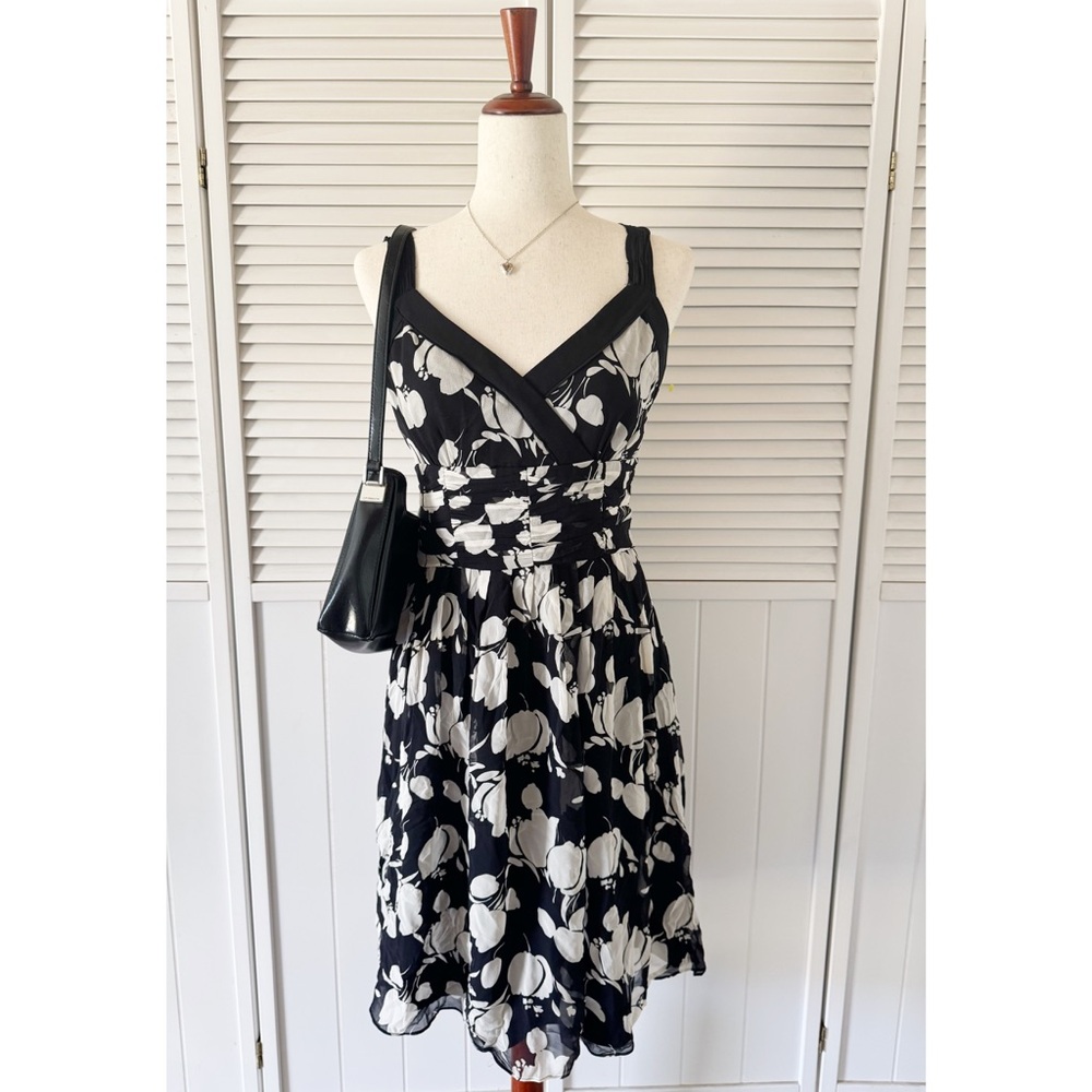 Ann Taylor Black and White Floral Dress